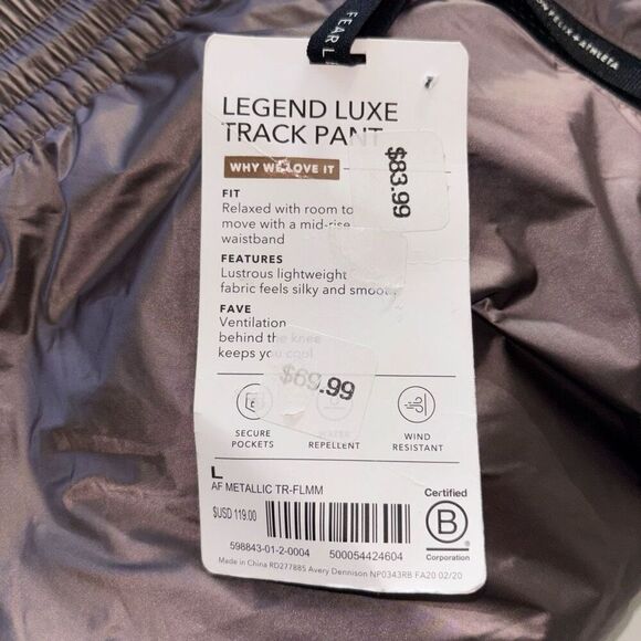 ATHLETA x Allyson Felix Legend Luxe Track Pant metallic Size Large NEW - Picture 11 of 12